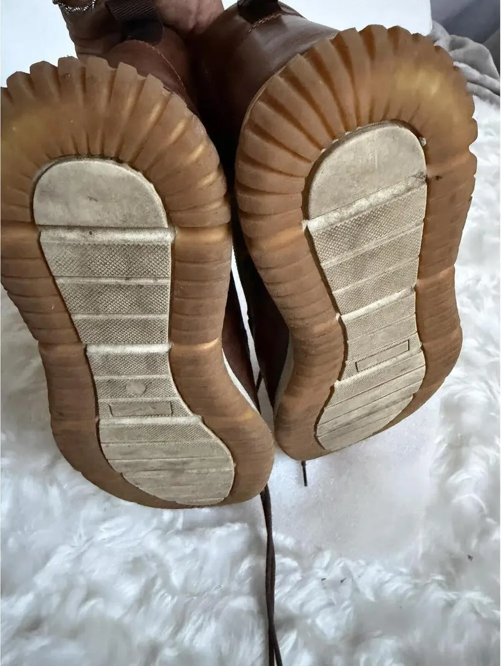 Brown Leather Lace-Up Ankle Boots Size 12